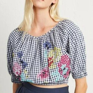 French Connection Lavande Gingham Top, Indigo/Summer XS